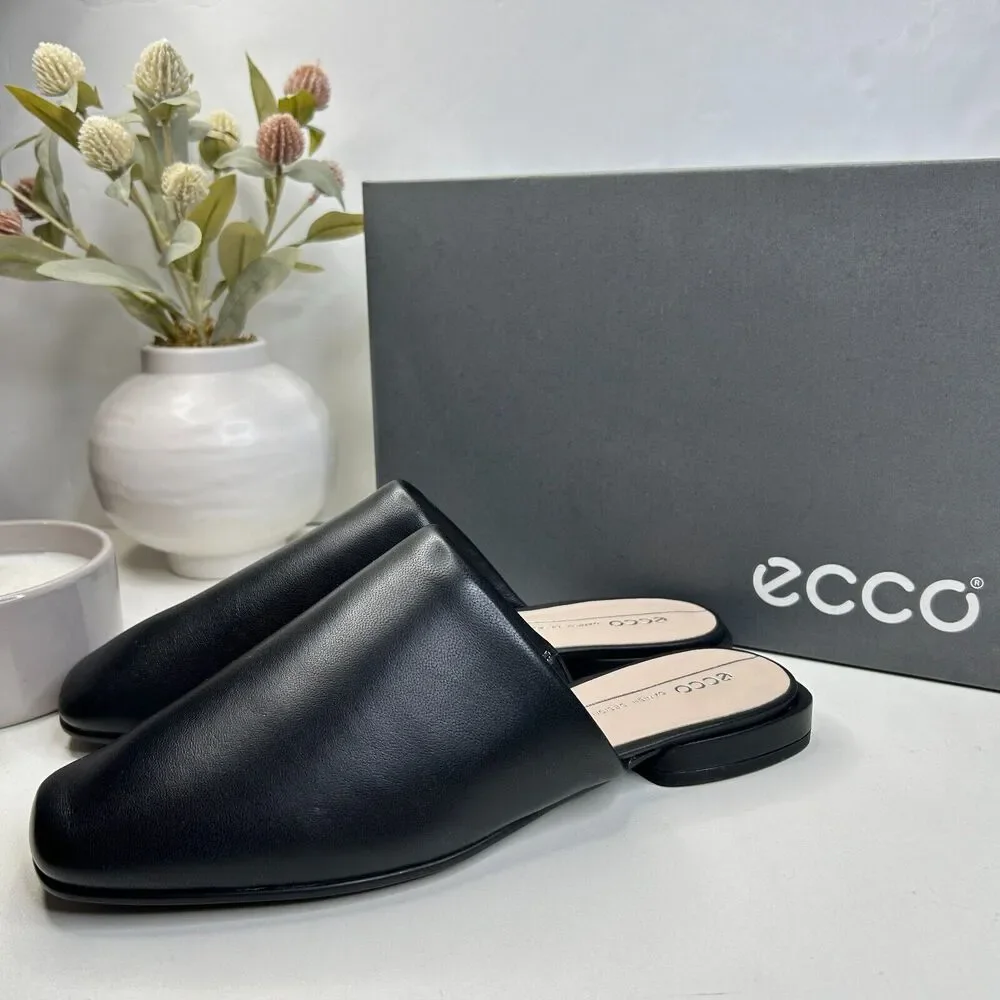 ECCO Anine Squared Buttery Soft Leather Flats Black 208293 Women's 40/9.5 NWB